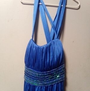 MY Michelle beautiful blue sequin prom or evening bubble hem dress. Size Small.